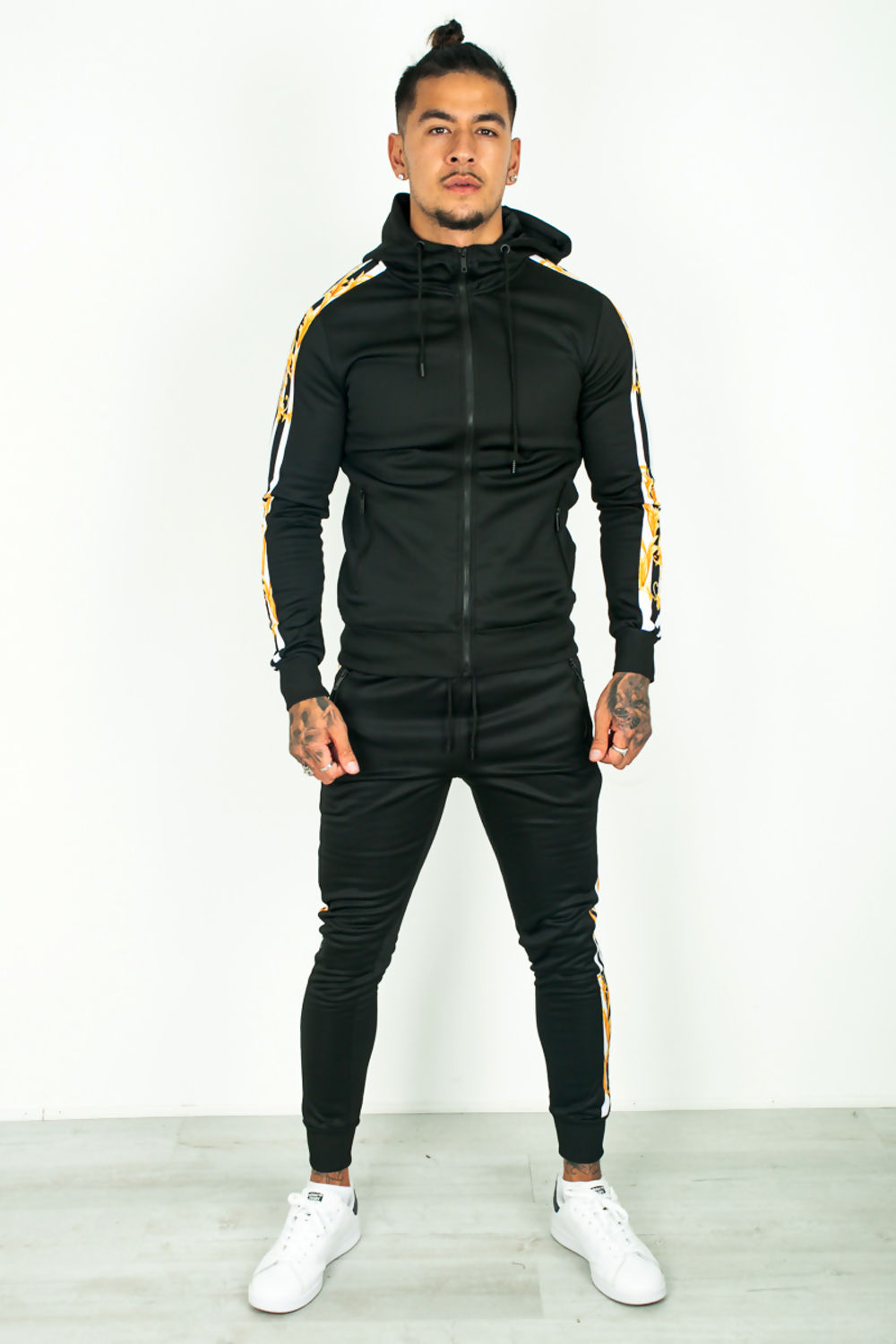 BLACK ANIMAL TAPE SKINNY FIT TRACKSUIT