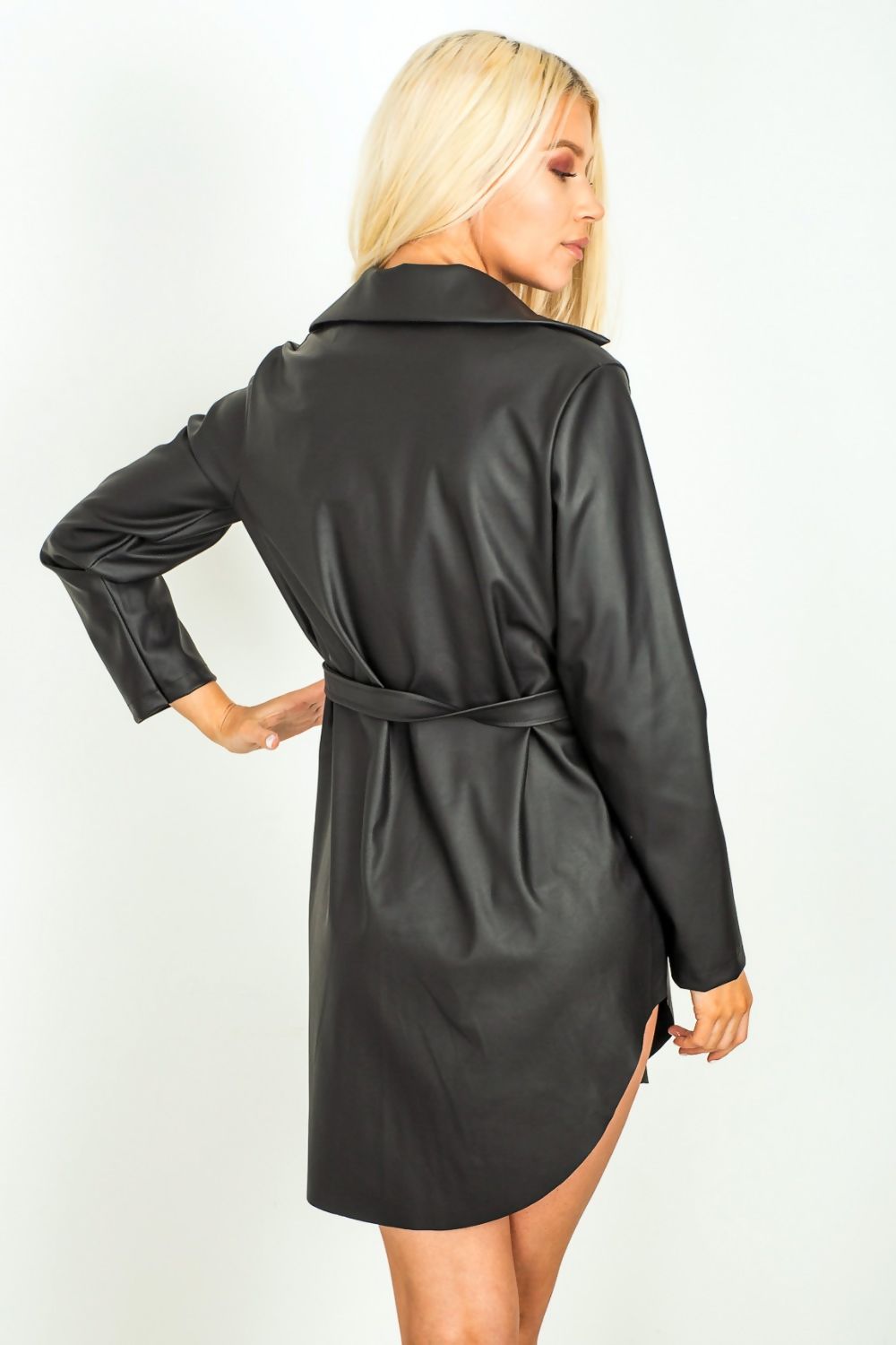 BLACK-LEATHER-BELTED-SHIRT-DRESS