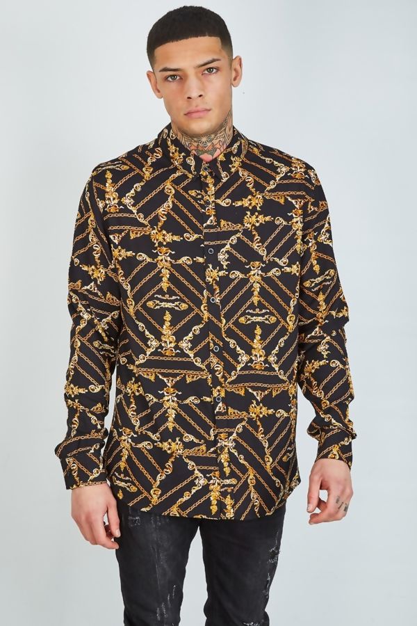 black-chain-print-shirt