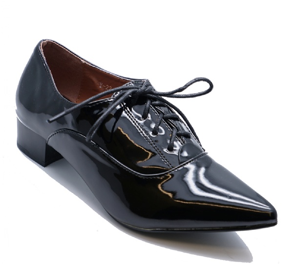 Ladies Black Patent Smart Lace-Up Shoes 