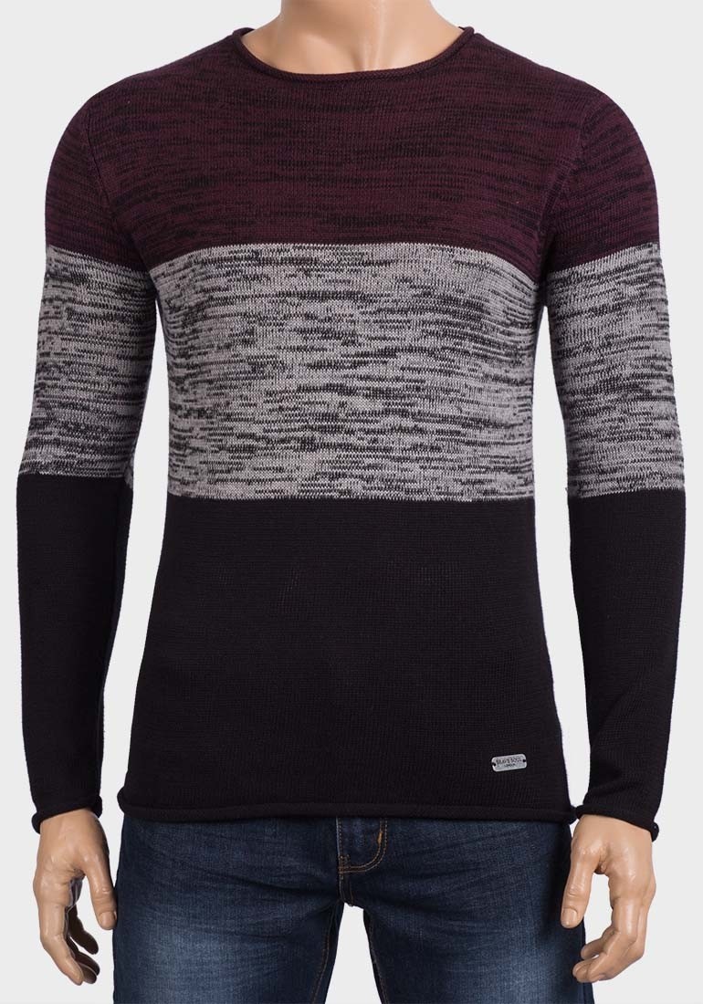 Brave Soul Mens Pattern Panel Cotton Knit Jumper