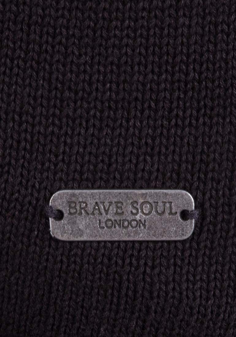 Brave Soul Mens Pattern Panel Cotton Knit Jumper