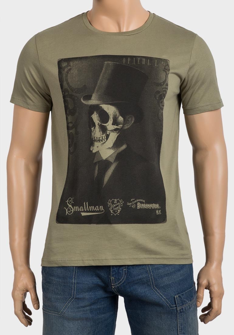 Mens Skeleton Print Cotton T-Shirt