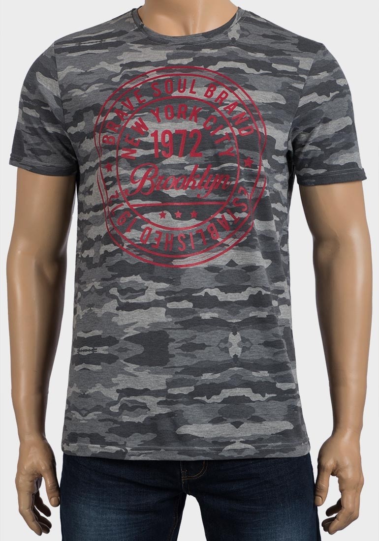 Brave Soul Mens New York Brooklyn Camo T-Shirt 